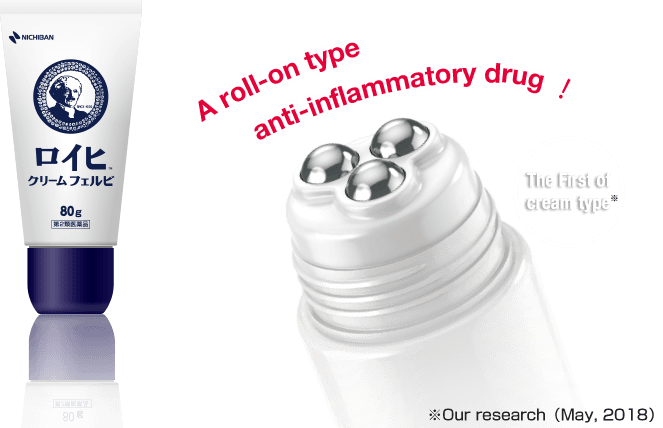 A roll-on type anti-inflammatory drug！The First of cream type ※Our research（May, 2018）